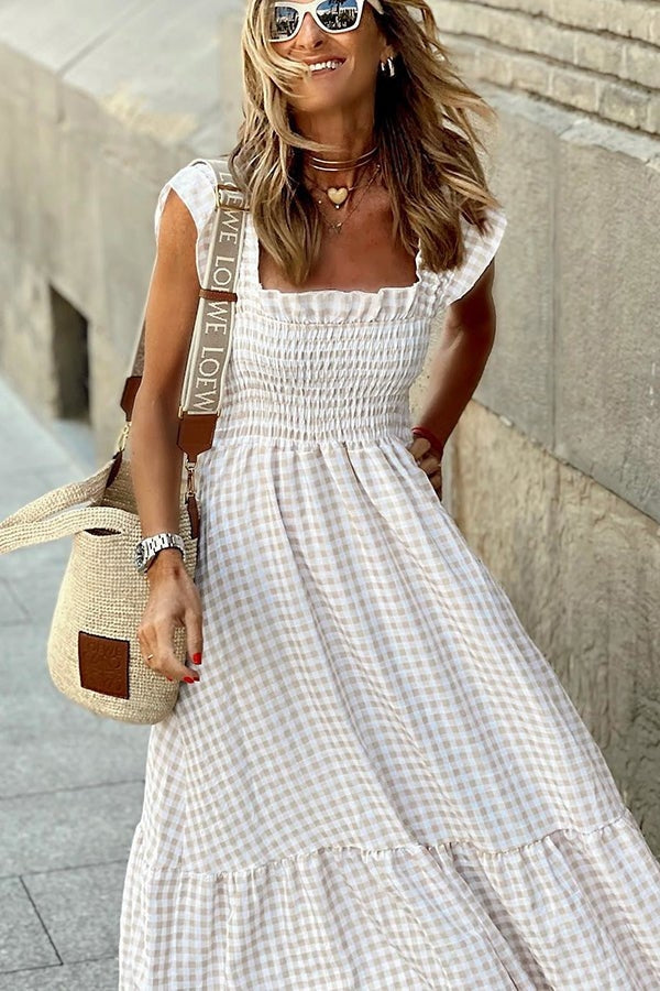 Odette - Elegant Plaid Summer Dress