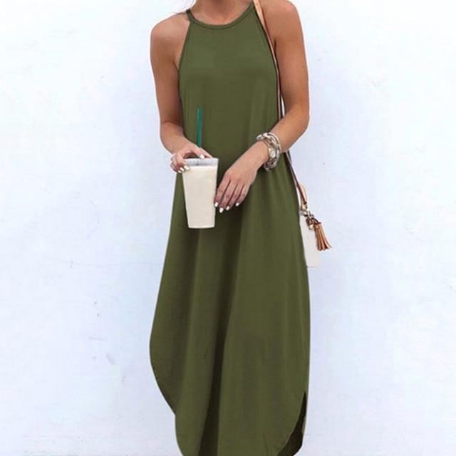 Aurella™ - Effortless Halter Maxi Dress