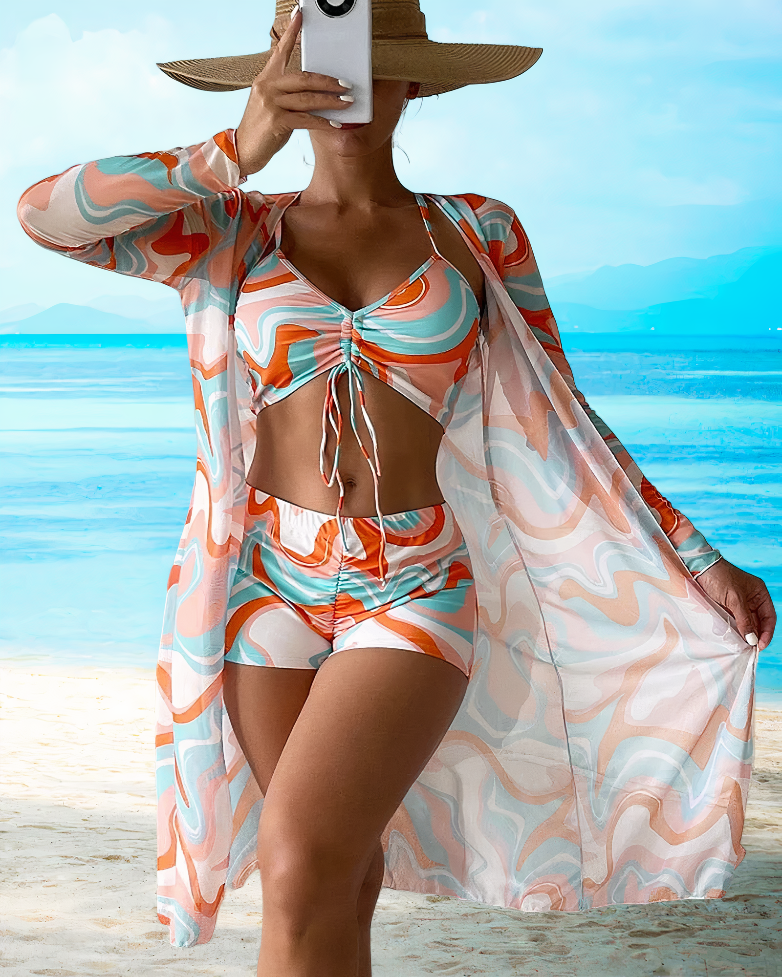 AMALFI™ - High-Waist Bikini Set with Cover-Up